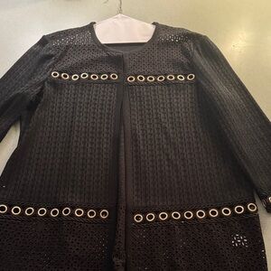 Ming Wang Black Eyelet Women's Blazer